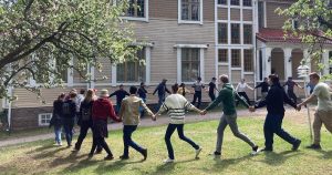 Students dancing and playing